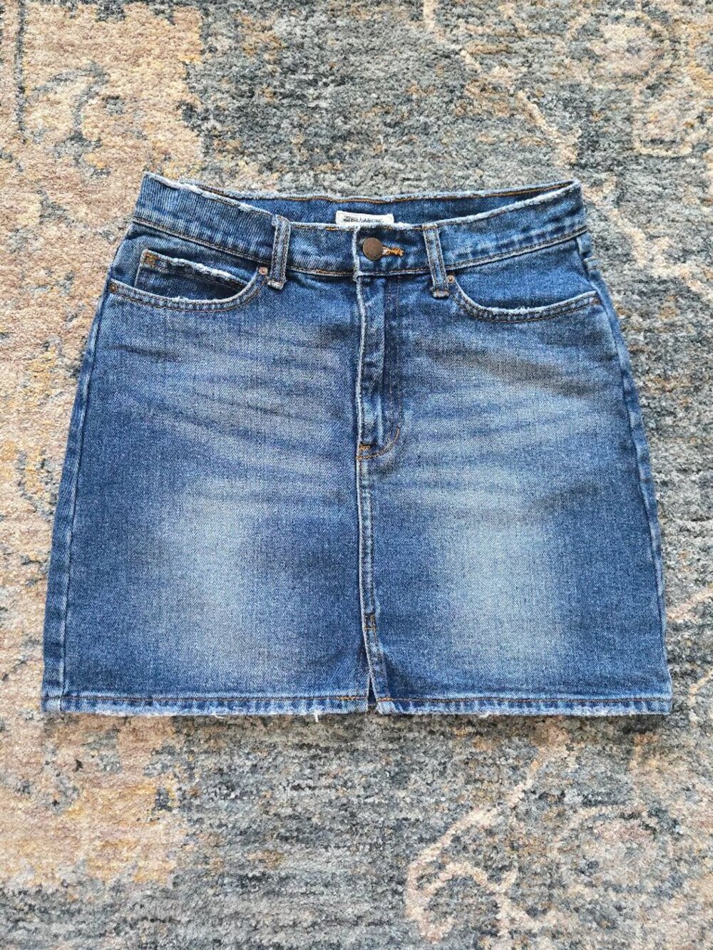 Billabong Distressed Hem Denim Mini Skirt